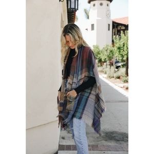 Accessories | Multicolor Plaid Pocket Ruana Poncho Blanket Scarf | Poshmark